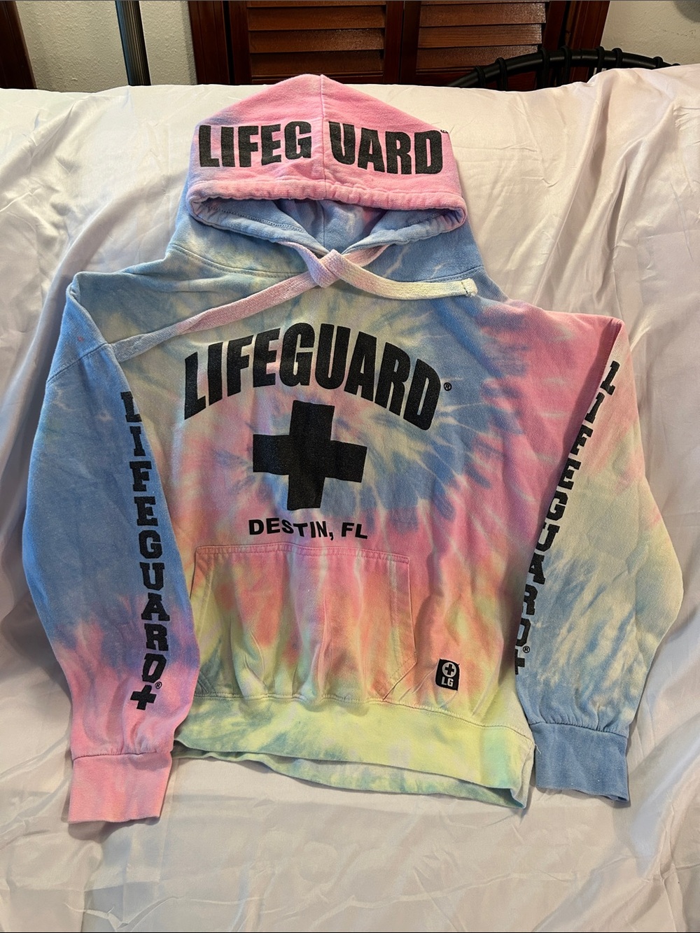 Lifeguard Tie-Dye Hooded Sweatshirt - Pink/Blue/Yellow